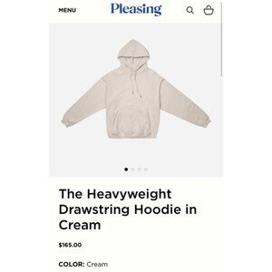 NEW Pleasing The Heavyweight Drawstring Hoodie 5XL Cream Terry Cotton Organic